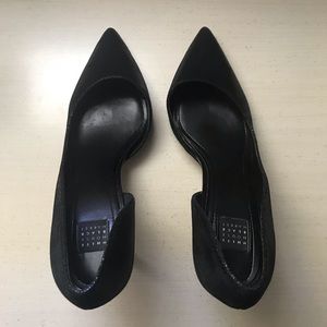 WHBM Black Snakeskin Heels